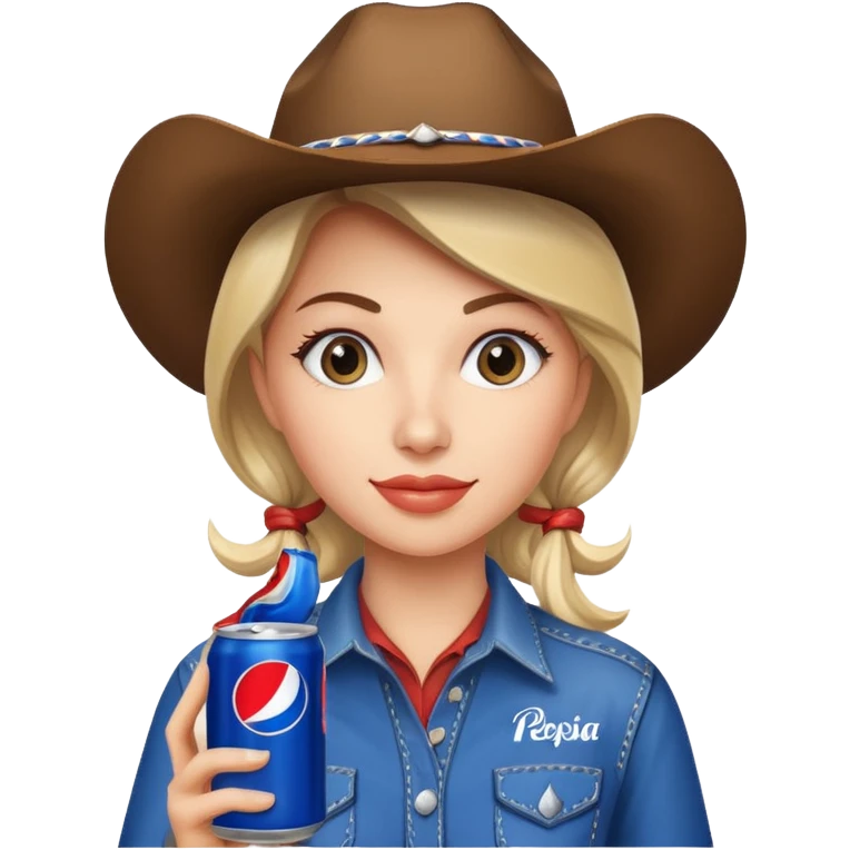 cowgirl with a can of Pepsi emoji
