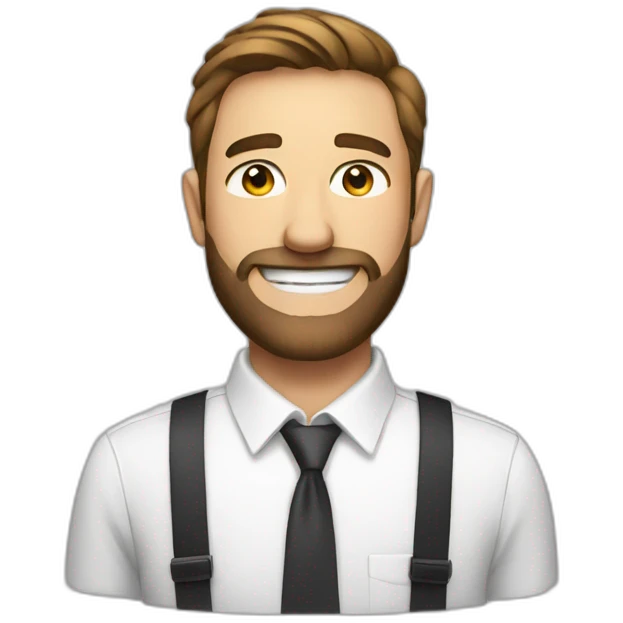 smiling man in white shirt and tie with short beard emoji