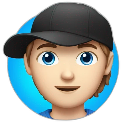 white girl brown hair blue eyes with white guy blue eyes on black cap emoji