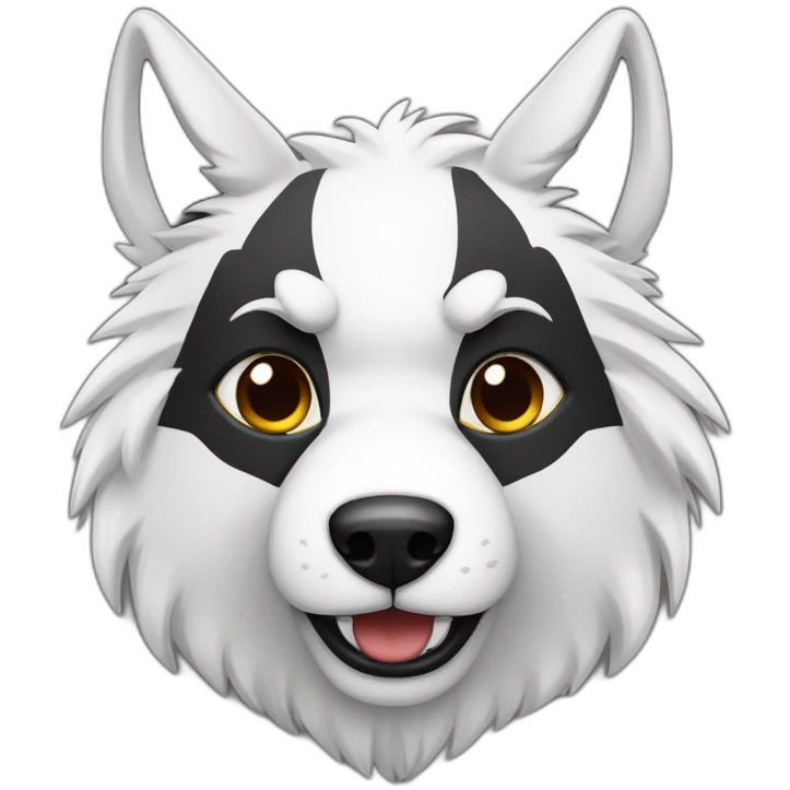 lobo preto e branco com cara de bravo emoji
