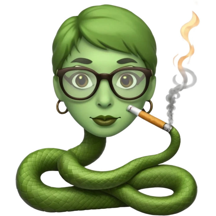 can you create a sneaky bitch SNAKE with big glasses smoking a cigarrette emoji