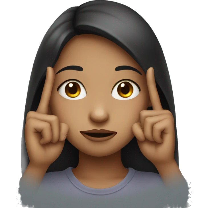 Girl hold two fingers by her eye emoji