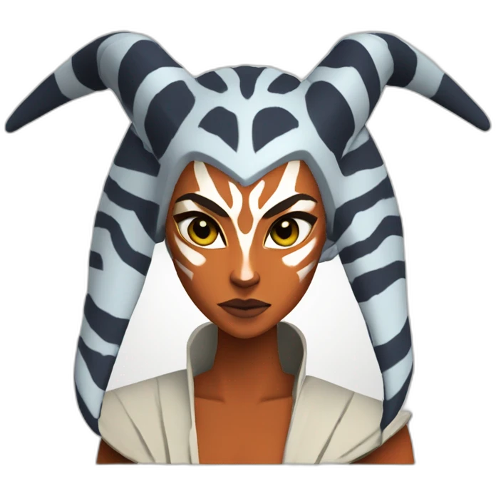 Horned Ahsoka Tano (Portrait, front facing, Apple iOS 17 style) horns, tendrils emoji