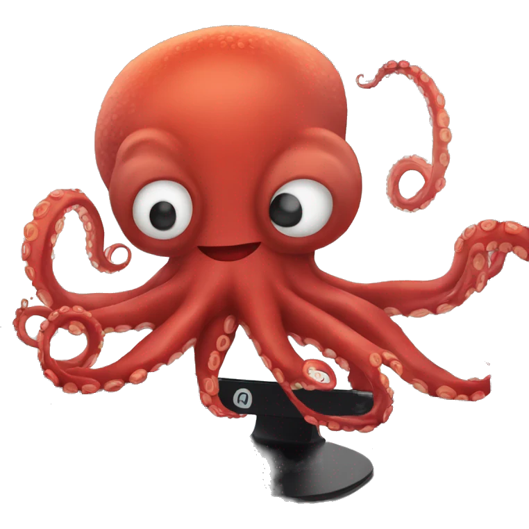 red cartoon octopus framed in a computer screen emoji