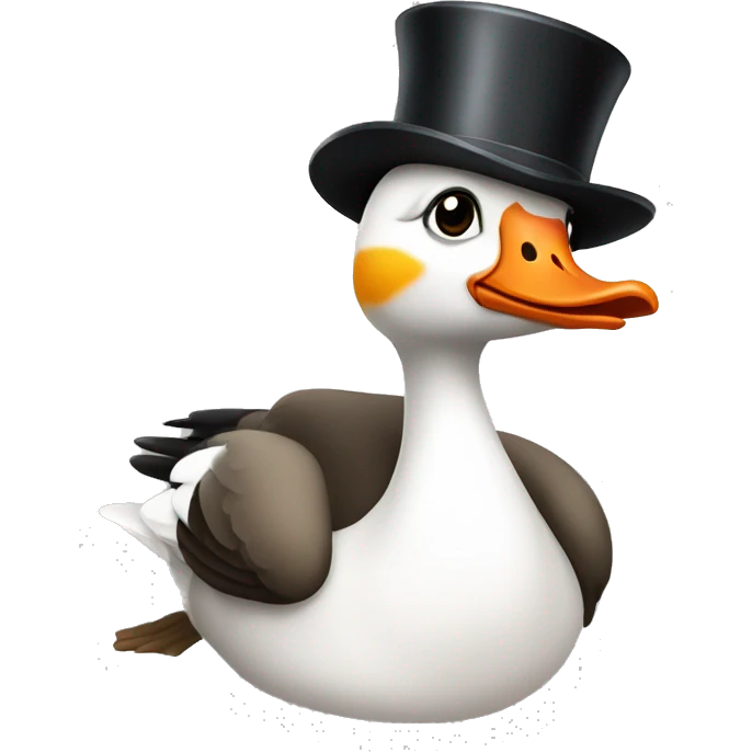 a goose wearing tophat and monocole emoji