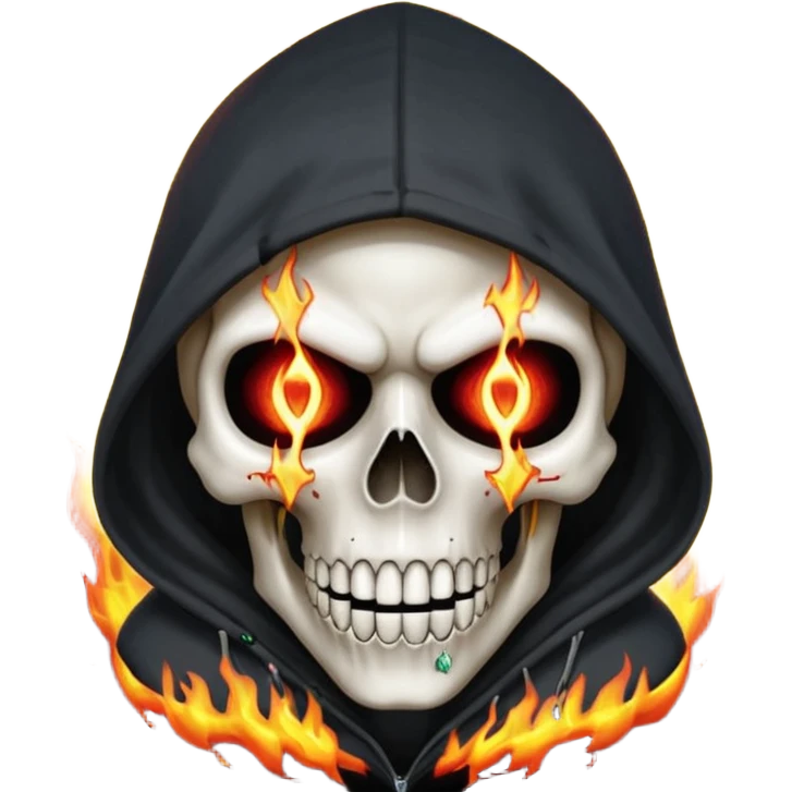 Bro I wanna skull with hoodie on the hoodie has to be on fire and I want matrix blood with the codes and weird numbers spilling out eyes and mouth almost give him a diamond grill in his mouth make it shinny where is the matrix symbols  emoji