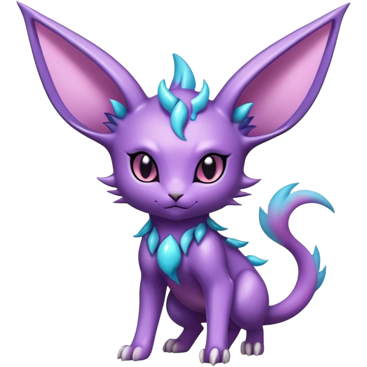 Shiny Dark Cute Edgy Cool Espeon-Nidorino-Liepard-fusion-hybrid full body  emoji
