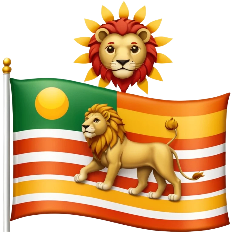 A flag with three horizontal color that upper is Green , middle is White and in down red color, in the White line is a lion and sun that sunrises from back of lion in the middle line  emoji
