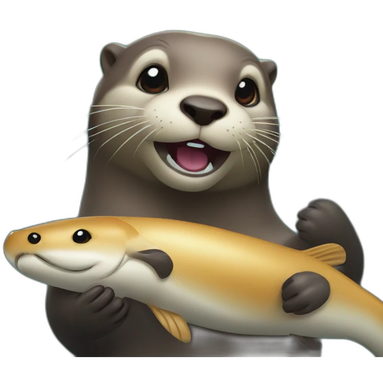 otter with fish emoji
