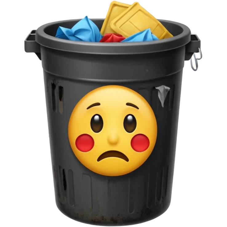 put an emoji into a trash bin. show just the emoji in a trash bin emoji