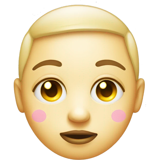 Create a circle regular yellow-faced emoji with large, sparkling eyes and pink blush on the cheeks to convey shyness and affection. The face should have no mouth, symbolizing the hesitation to express feelings no hair , no mouth , no eye brows emoji