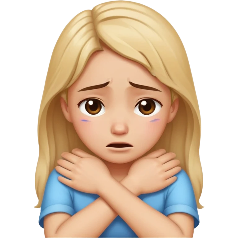 Arms crossed holding neck crying girl  emoji