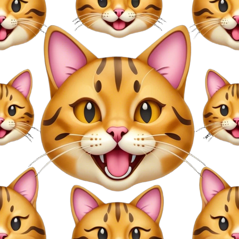 Cinematic Comical Bengal Cat Portrait Emoji, Head tilted dramatically while yawning exaggeratedly, sleek spotted brown and gold fur, Simplified yet hilariously adorable features, highly detailed, glowing with an almost sarcastic glow, high shine, a mix of lazy and curious, stylized with a touch of playful whimsy, bright and alert but with a comical expression, soft glowing outline, capturing the essence of a mischievous yet overly dramatic kitten, so meme-worthy it feels like it could leap off the screen and sarcastically demand attention, perfect for the internet's next viral meme! emoji