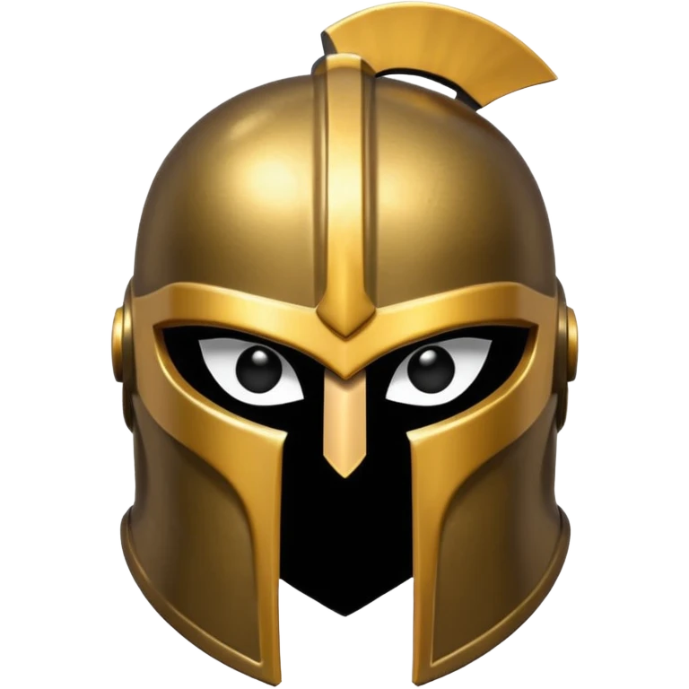 Gold spartan helmet the face is blacked out white eyes  emoji