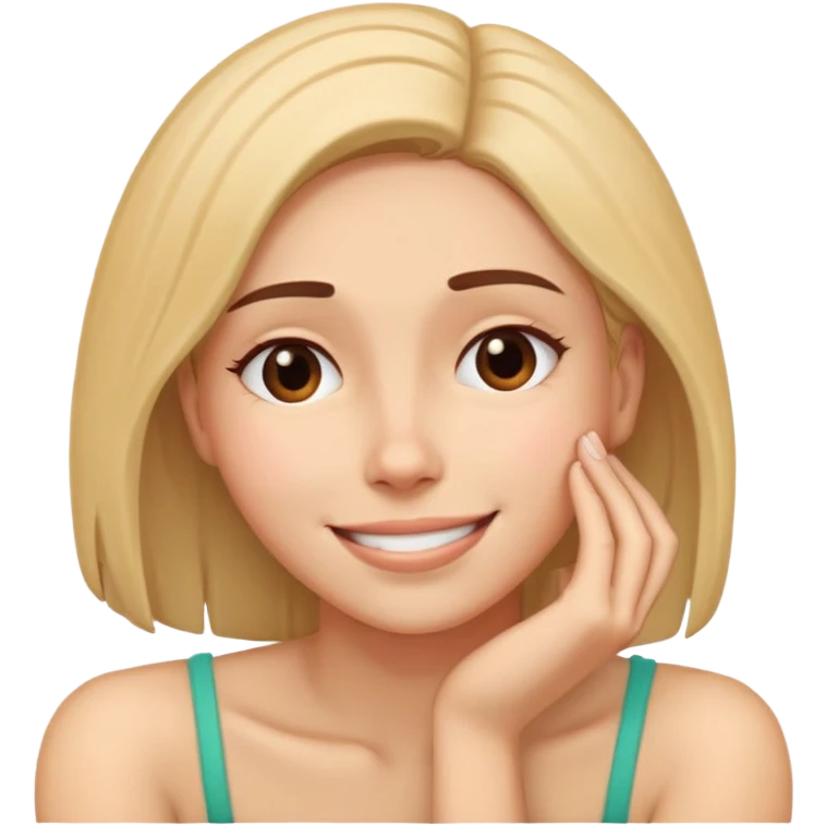 Exhausted but smiling woman with head resting on palm emoji