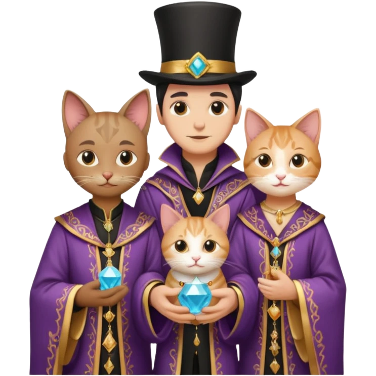 magician couple and their pet cat emoji