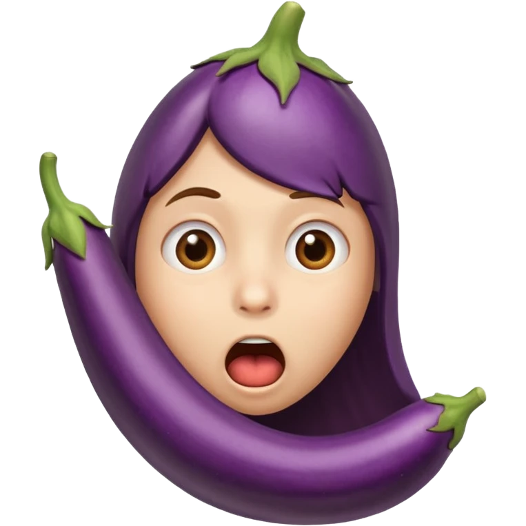 Shocked face with eggplant in mouth  emoji