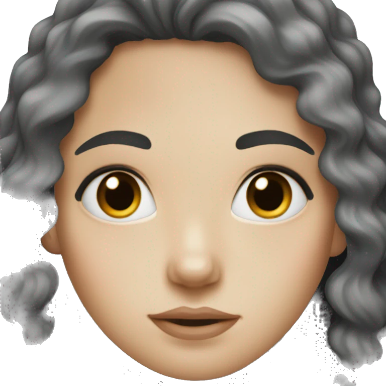 White girl with wavy black hair with black eyes  emoji