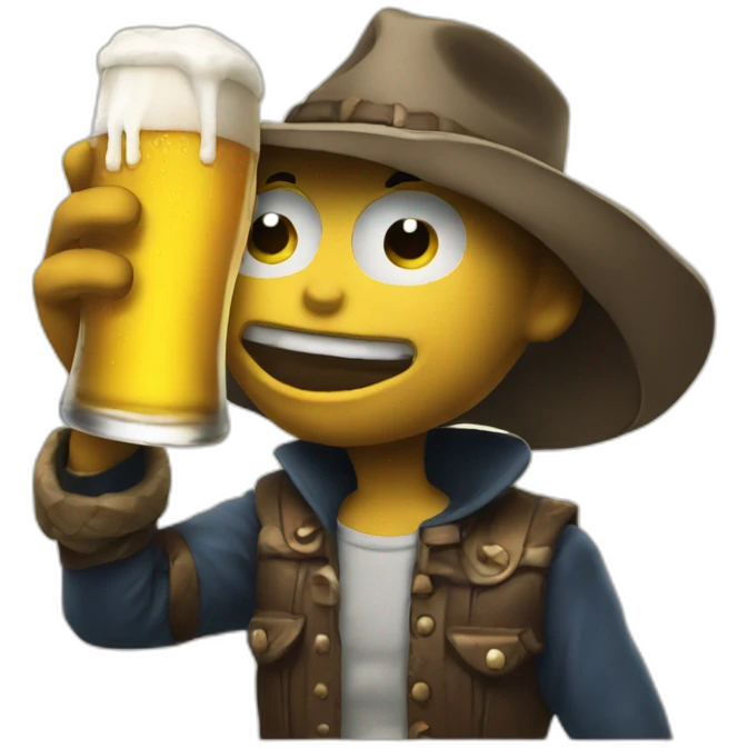 clawn drinking beer emoji
