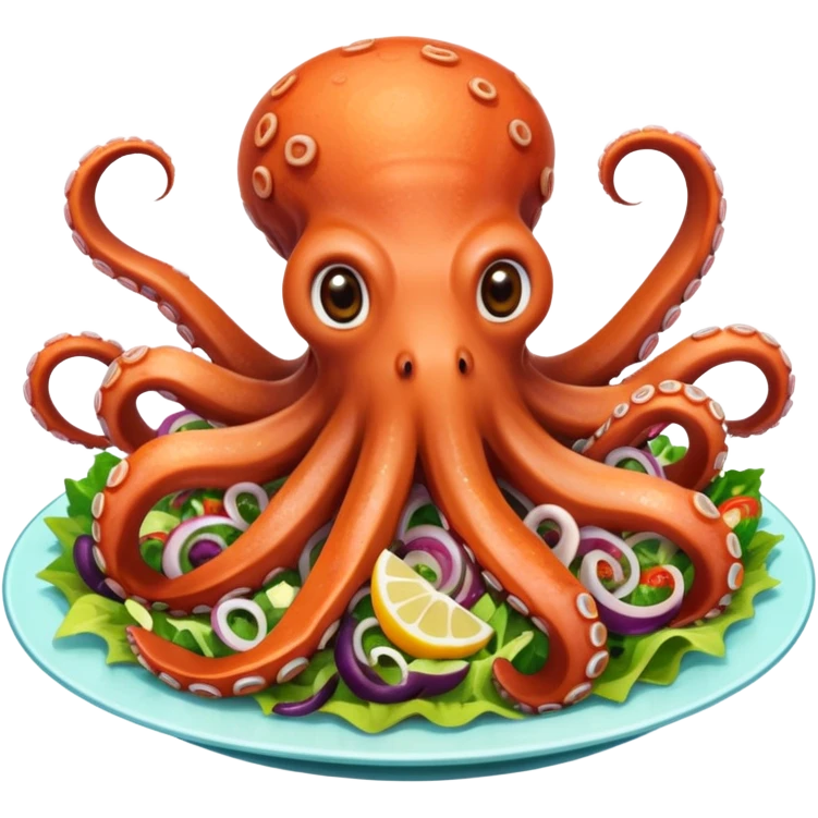 An octopus eating octopus salad emoji