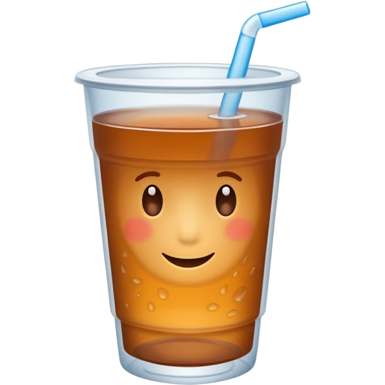Open plastic cup with cold brown mate tea, no straw. emoji