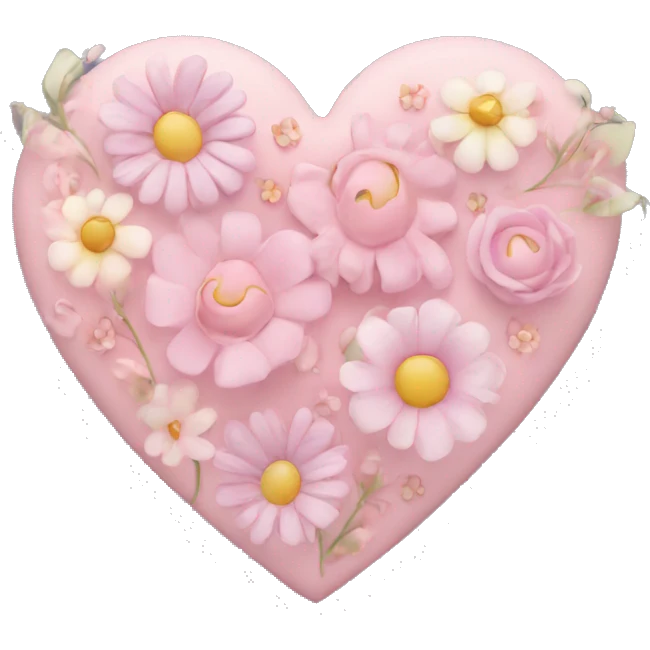 Pastel pink heart and flowers emoji
