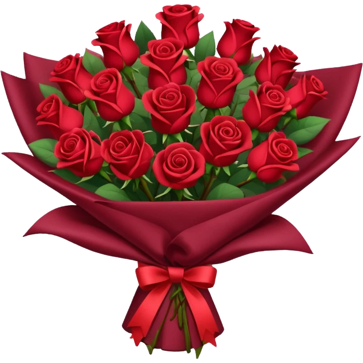 Bouquet of red roses in a burgundy package emoji