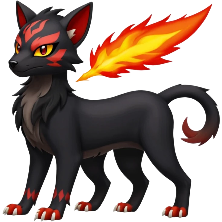 Feisty Spicy Fiery Angry Growling Sour Creamy Evil Liepard-Houndour-Sprigatito-Litten-Pokémon-fusion-creature (full body) emoji