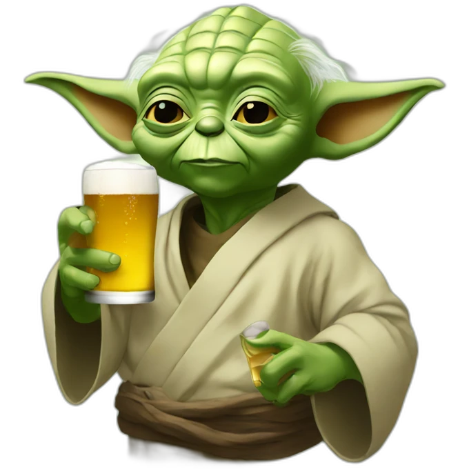 Yoda drinking beer emoji