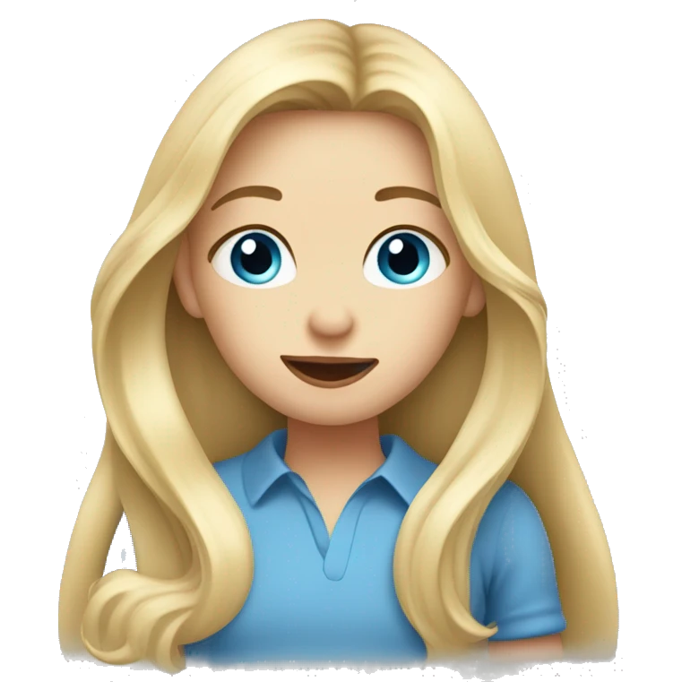 long blonde hair blue eyed girl blow a kiss emoji