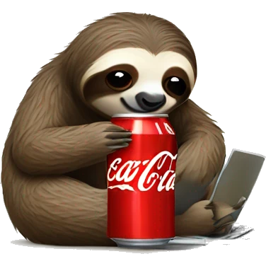 tired sloth with coca cola can and laptop emoji