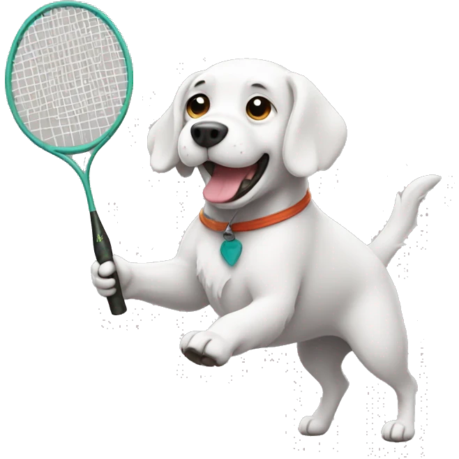 dog playing badminton emoji