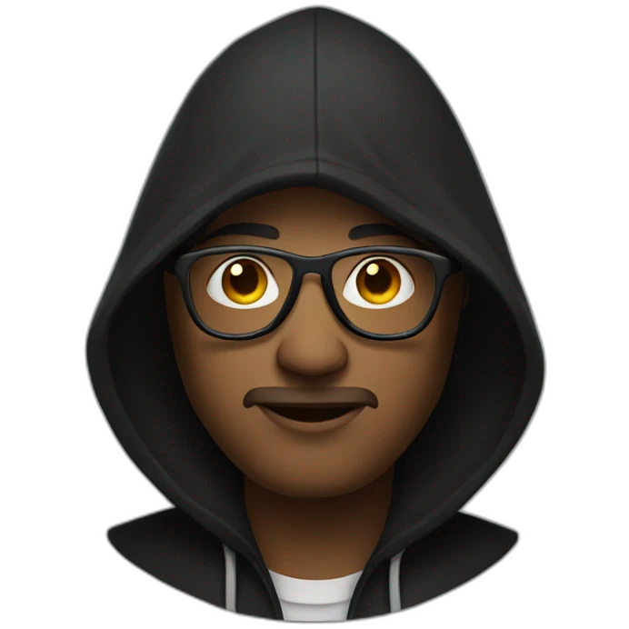 dude with black hood and glasses emoji
