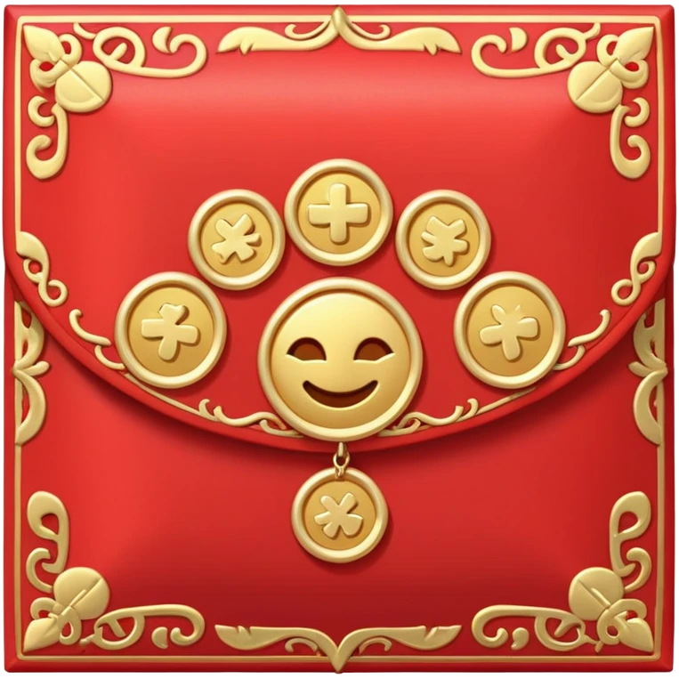 Chinese red envelope (hongbao), lucky money packet with gold details, emoji style emoji