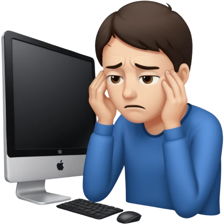 person stressed in front of computer emoji