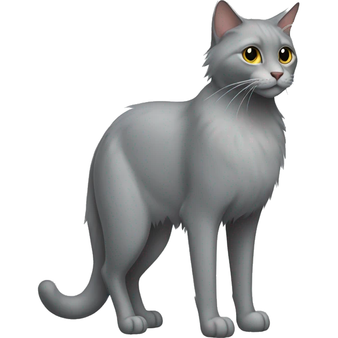 3 legs grey Long fur cat (Front left leg missing) emoji