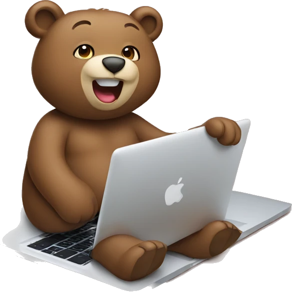 cute bear operate macbook emoji