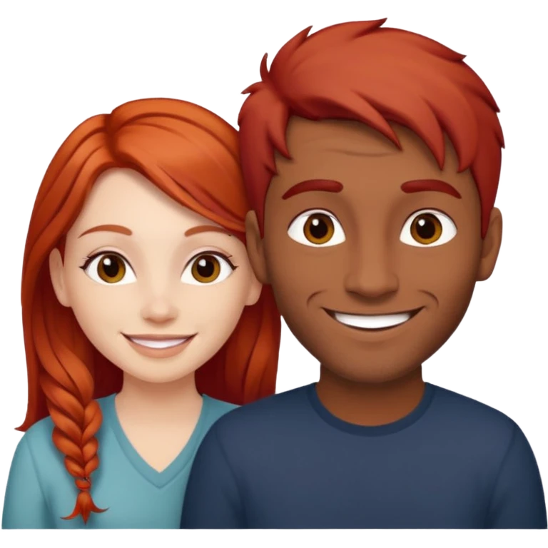 White red hair girl and brown indian guy couples emoji