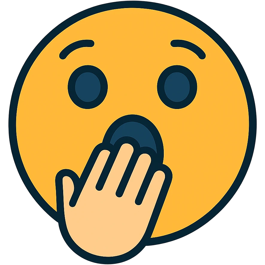 şaşırmış bir yüz, elini ağzına götürmüş, colorful icon style emoji