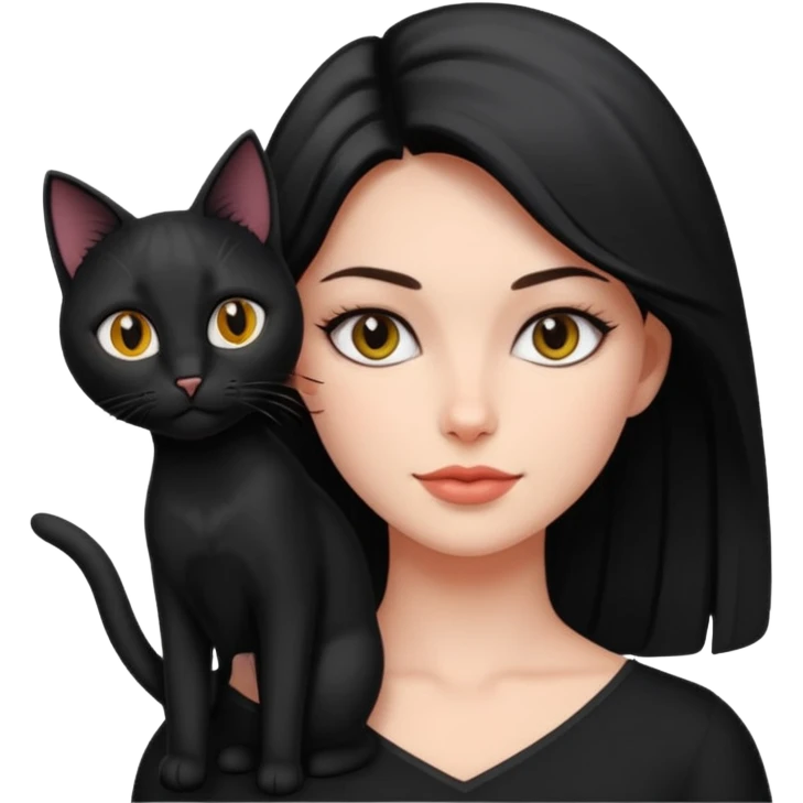 Preety women with black cat  emoji