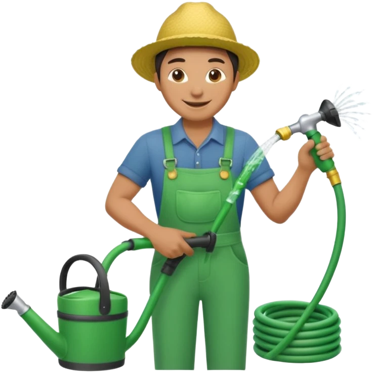 gardener watering with a hose emoji