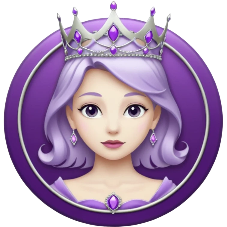 Purple shadow rose silver circle plaque with silver tiara emoji