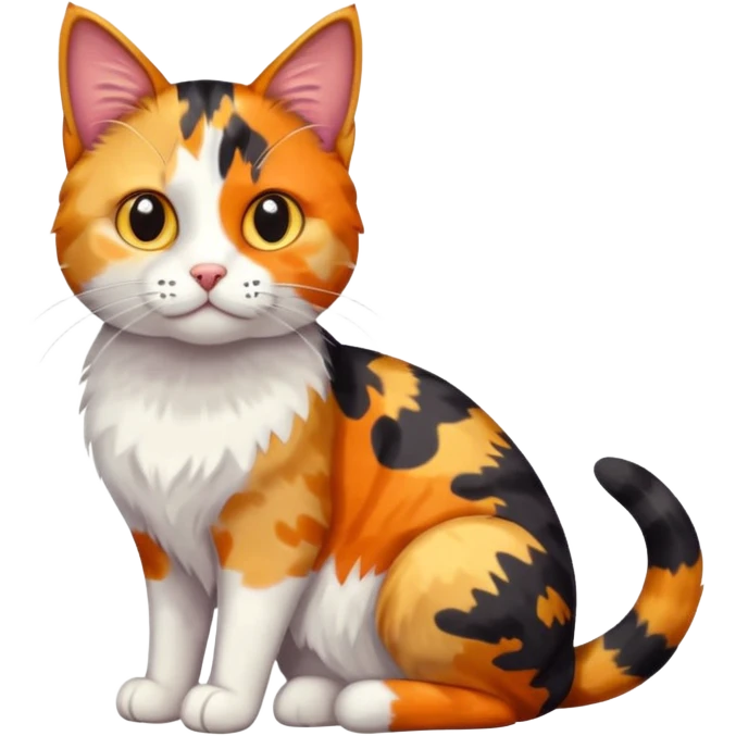 full body anxious looking colourful patchy calico tabby cat emoji