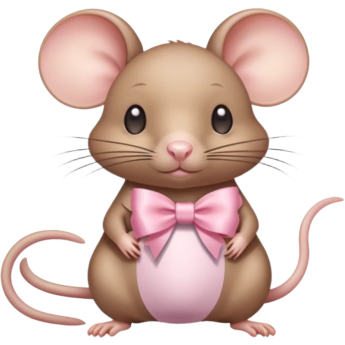 full body fat rat with light pink ribbon bow emoji