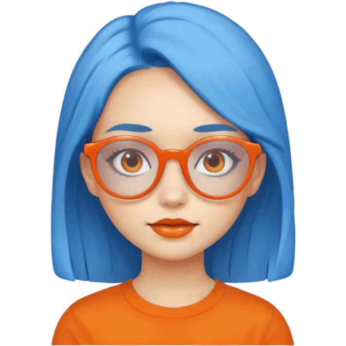 blue skinned orange glassed child girl emoji