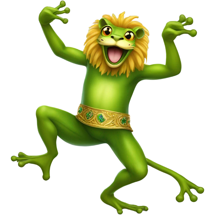 Frog dancing with lion  emoji