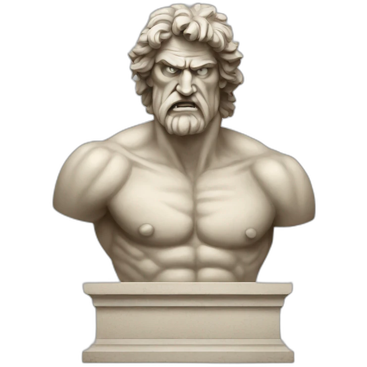 angry greece sculpture emoji