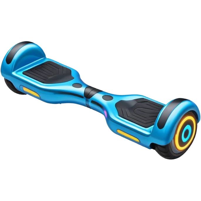 Flat futuristic emoji of a sleek hoverboard floating slightly above the ground, smooth neon edges, minimal shading, white background emoji