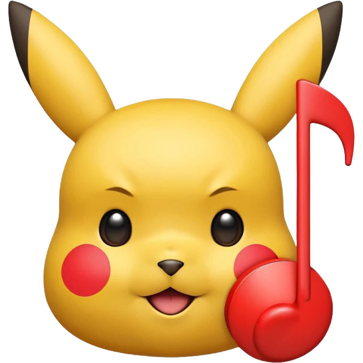 Pikachu merged with red musical note, featuring Pikachu ears, cheeks, flat outlined emoji-like appearance, Rednote app style emoji
