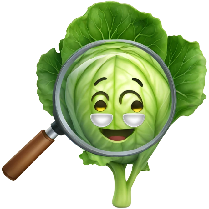 smiling cabbage hold magnifying glass emoji